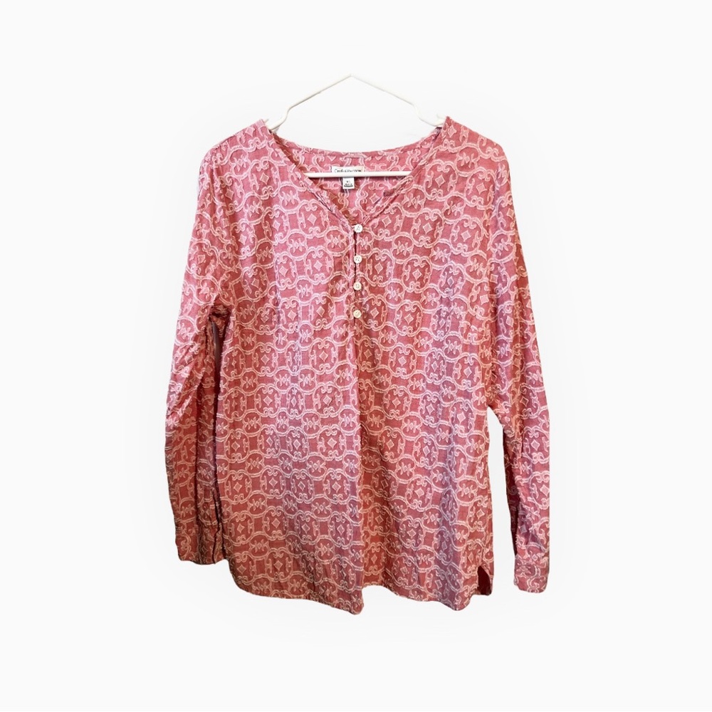 Croft and Barrow top, pink/white,sz‎ XL